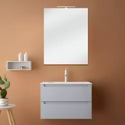 Mobile bagno sospeso 80 cm azzurro laguna opaco con lavabo e specchio - Agata