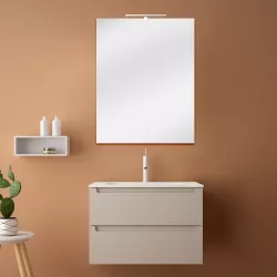 Mobile bagno sospeso cappuccino da 80 cm con lavabo e specchio 70x90 cm - Agata