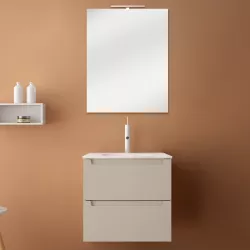 Mobile bagno sospeso laccato opaco 60 cm cappuccino soft touch con lavabo integrato - Agata