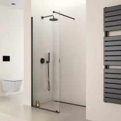 Mobile bagno sospeso 120 cm antracite e noce nativo con lavabo integrato e  specchio - Julia