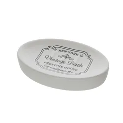 Portasapone in ceramica bianco con stampa - New York