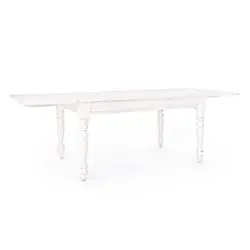 Tavolo allungabile in legno decapè bianco 90 x 150/195/240 x 76h cm shabby chic