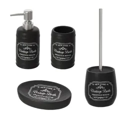 Set 4 accessori da bagno da appoggio in ceramica nero - Linea Milano