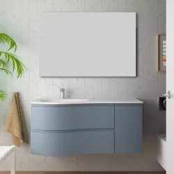 Mobile sospeso asimmetrico da 120 cm con lavabo a sinistra azzurro laguna - Lola