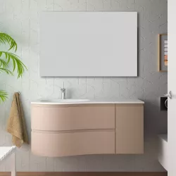 Mobile sospeso asimmetrico da 120 cm con lavabo a sinistra cappuccino - Lola