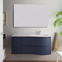 Mobile sospeso asimmetrico da 120 cm con lavabo a destra blu notte - Lola