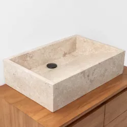 Lavabo da appoggio 60x40 cm in marmo crema - Artizan
