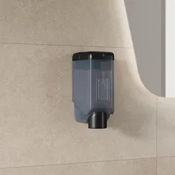 Distributore sapone disinfettante da parete nero opaco da 600 ml con serratura