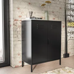 Armadietto 80x102h cm cm in acciaio nero con 2 ante battenti - Roger