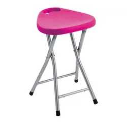 Sgabello richiudibile struttura metallo seduta in resina fucsia
