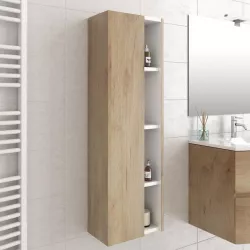 Mobile bagno sospeso 120 cm bianco e rovere europeo con lavabo integrato e  specchio - Julia