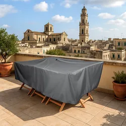 Copertura protettiva per tavolo in poliestere idrorepellente antracite 200x100x70h cm con coulisse regolabile - Wakanda