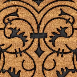 Zerbino coir e gomma forma mezzaluna bordo decorativo a greca 40x60 cm