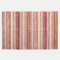 Tappeto da interni in cotone con pattern righe rosa ricamo tufting 60x90 cm