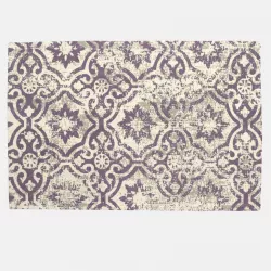 Tappeto da interni 60x90 cm cotone con stampa viola e beige