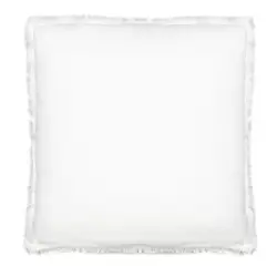 Cuscino quadrato sfoderabile 45x45 cm in tessuto di cotone avorio con frange