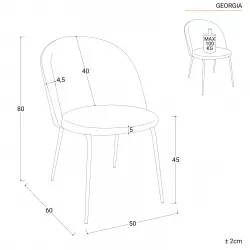 Set 4 poltroncine in velluto beige gambe in metallo nero - Georgia