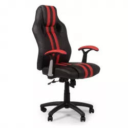 Poltrona gaming in similpelle nero, bianco e rosso con schienale alto  imbottito - Veloce