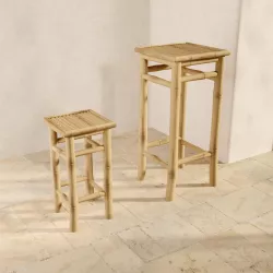 Set 2 tavolini quadrati in legno di bamboo - Batik