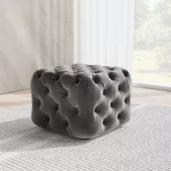 Pouf quadrato 62 cm trapuntato in velluto grigio - Balka