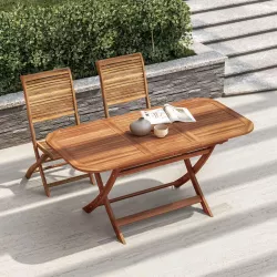 Tavolo pieghevole allungabile 120/160x80 cm legno di acacia - Paja