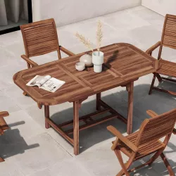 Tavolo ovale allungabile 120/160x80 cm in legno di acacia - Paja