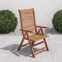 Sedia con braccioli reclinabile in 5 posizioni in legno di acacia - Paja