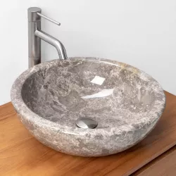 Lavabo da appoggio 45 cm in marmo grigio - Artizan