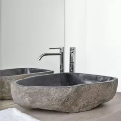 Lavabo da appoggio 50-60 cm in pietra naturale grigio - Artizan
