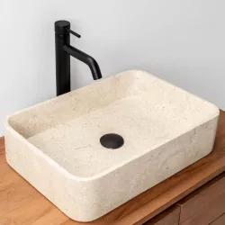 Lavabo da appoggio 50x35 cm in marmo levigato crema - Artizan