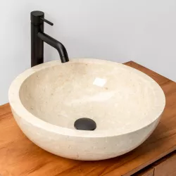 Lavabo da appoggio 45 cm in marmo lucido crema - Artizan