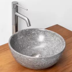 Lavabo da appoggio 35 cm in marmo levigato grigio chiaro - Artizan