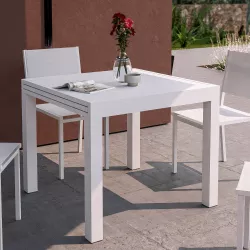 Tavolo da pranzo allungabile 90/180x90 cm in alluminio bianco - Carioca