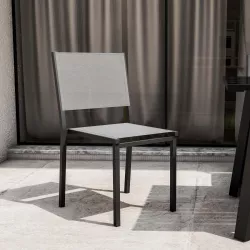 Sedia impilabile in alluminio e textilene antracite - Carioca