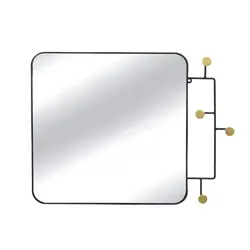 Specchio da parete con appendini 65 cm in acciaio nero