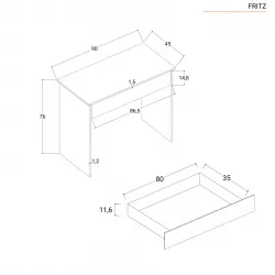 Scrivania 90x45 cm in legno bianco con cassetto - Fritz