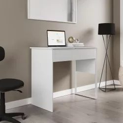 Scrivania 90x45 cm in acciaio e legno bianco con cassetto - Fritz