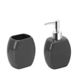 Set 2 accessori da bagno da appoggio in ceramica grigio - Linea Parigi