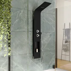 Pannello doccia con miscelatore termostatico in alluminio nero - Geco