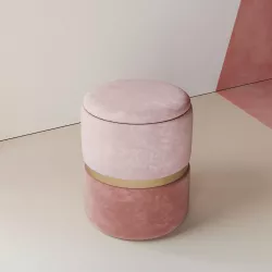 Pouf contenitore 36 cm in velluto bicolor rosa e rosa antico - Yoyo