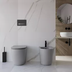 Sanitari filomuro grigio opaco a risparmio idrico con sedile SoftClose -  Nadir