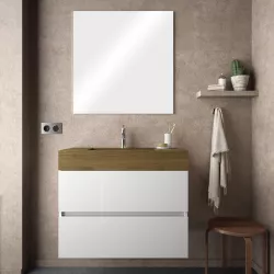 DEGHI MOBILI Mobile Bagno Sospeso 80 Cm Bianco Lucido Con Lavabo Dx E  Semicolonna - Dalia | Sospesi Moderni ~ Senigallia Skating