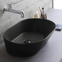 Lavabo da appoggio ovale 60 cm ceramica nero mattt - Wave di Simas