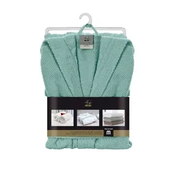 Accappatoio M con tasche e cappuccio in cotone acquamarina - Gold