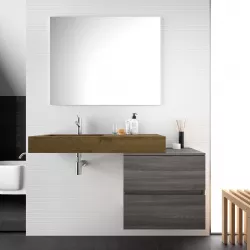 Mobile bagno 120 cm con lavabo in hpl a sinistra base e top rovere cenere con specchio - Jalama