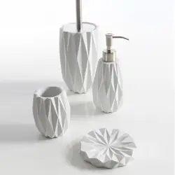 Set da appoggio 4 accessori bagno in resina bianco