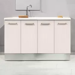 Coprilavatrice dx 120 cm bianco venato con lavatoio e asse in legno - Montegrappa