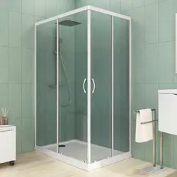 Box doccia angolare 70x120 cm in vetro temperato trasparente e profili bianchi reversibile - Teen