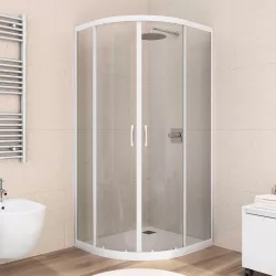 Box doccia semicircolare 70x90 cm in vetro temperato trasparente e profili bianchi reversibile - Teen