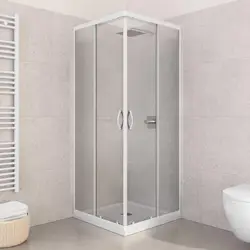 Box doccia angolare quadrato 90x90 cm in vetro temperato trasparente e profili bianchi - Teen